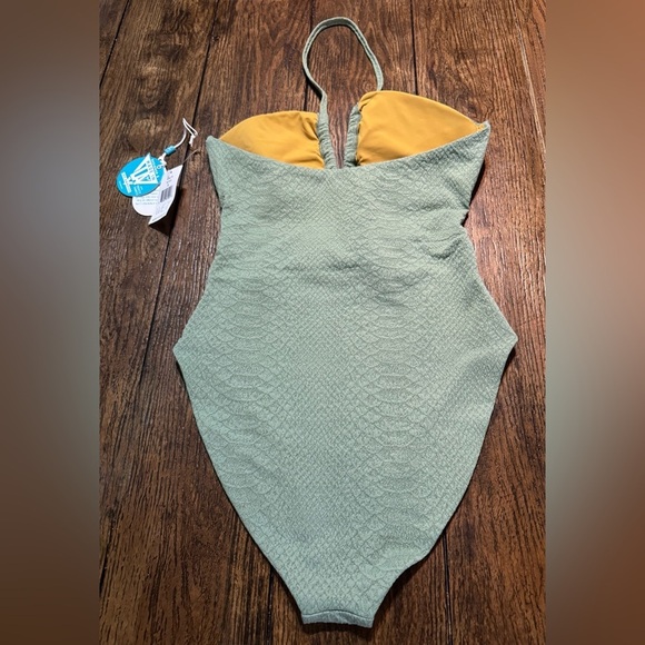 WET Designer Swimwear One Piece Moss Green Sexy Cutout Swimsuit  Size Small NWT - Picture 5 of 11